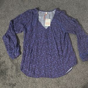 Knox Rose Women's Blue Patterned Blouse